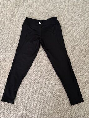 GK Black Athletic Leggings Adult Medium AM Gymnastics Side‎ Pockets